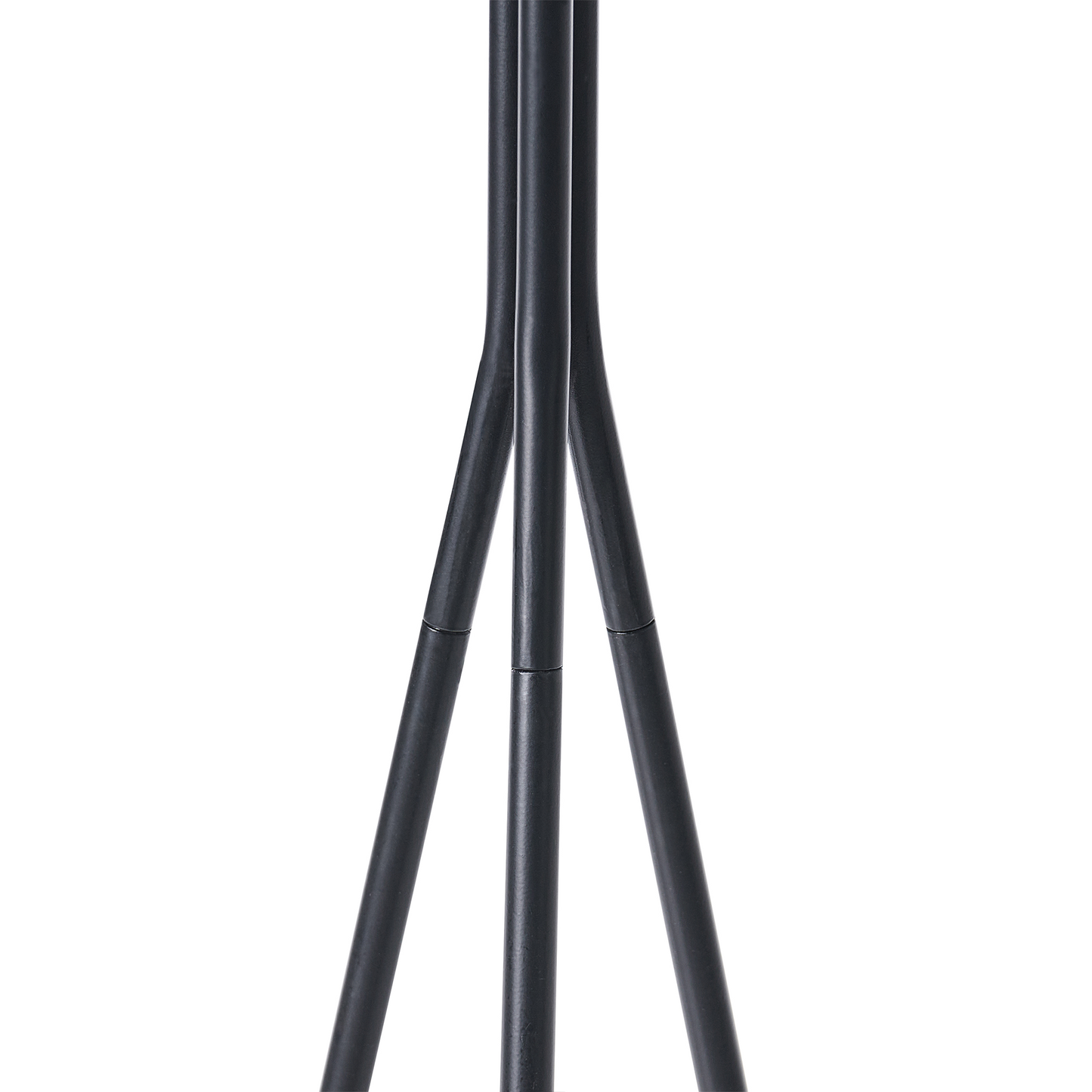 Coat Rack Black Steel 176cm Tripod Wooden Accents 6 Hooks