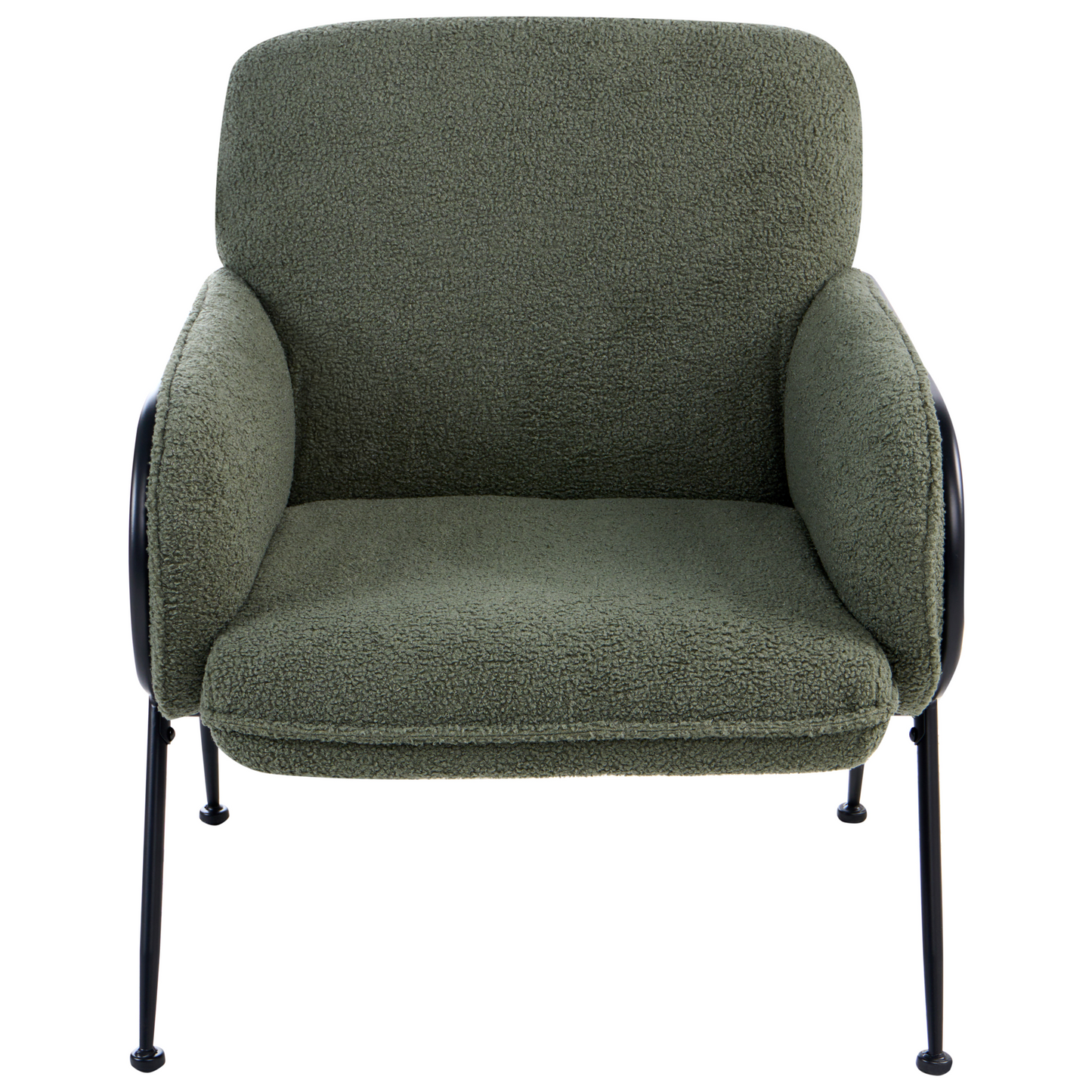 Century Modern Armchair Boucle Upholstery Green With Metal Frame