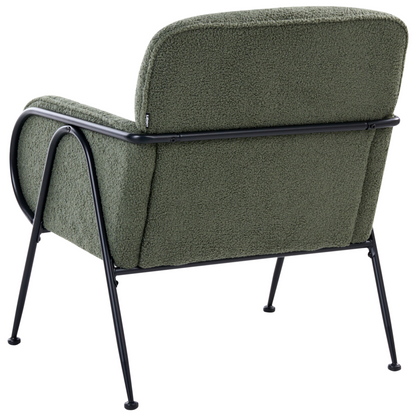 Century Modern Armchair Boucle Upholstery Green With Metal Frame