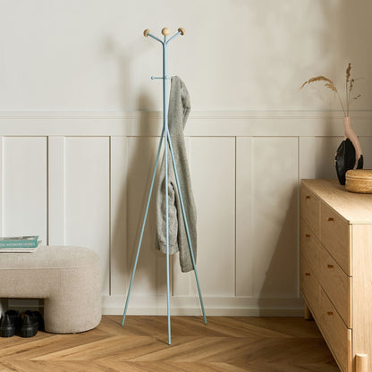 Coastline Coat Rack 176cm Light Blue Steel Freestanding 6 Hooks