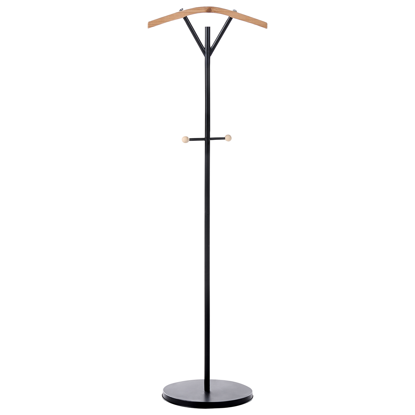 Coat Rack Black Steel 130cm Freestanding 3 Hooks