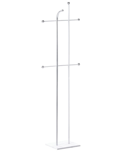 Silver Coat Rack Two Pole 162cm Freestanding 6 Hooks Hallway