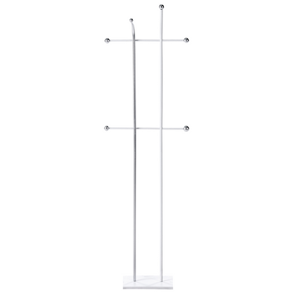 Silver Coat Rack Two Pole 162cm Freestanding 6 Hooks Hallway
