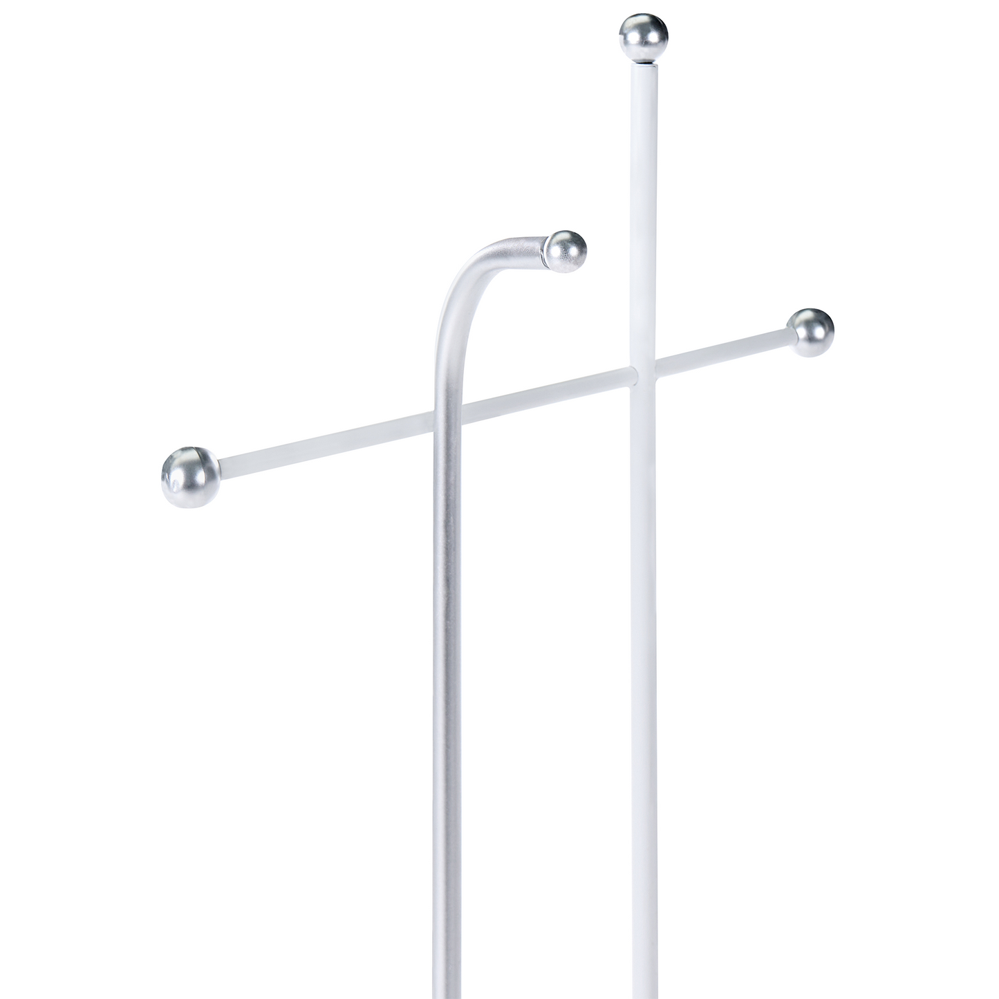 Silver Coat Rack Two Pole 162cm Freestanding 6 Hooks Hallway
