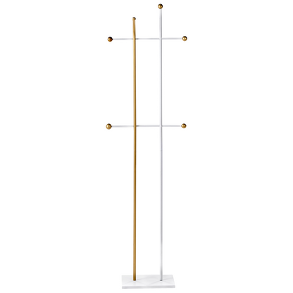 Luxor Home Coat Rack Gold Steel Freestanding 162cm 6 Hooks Modern Hallway Organizer