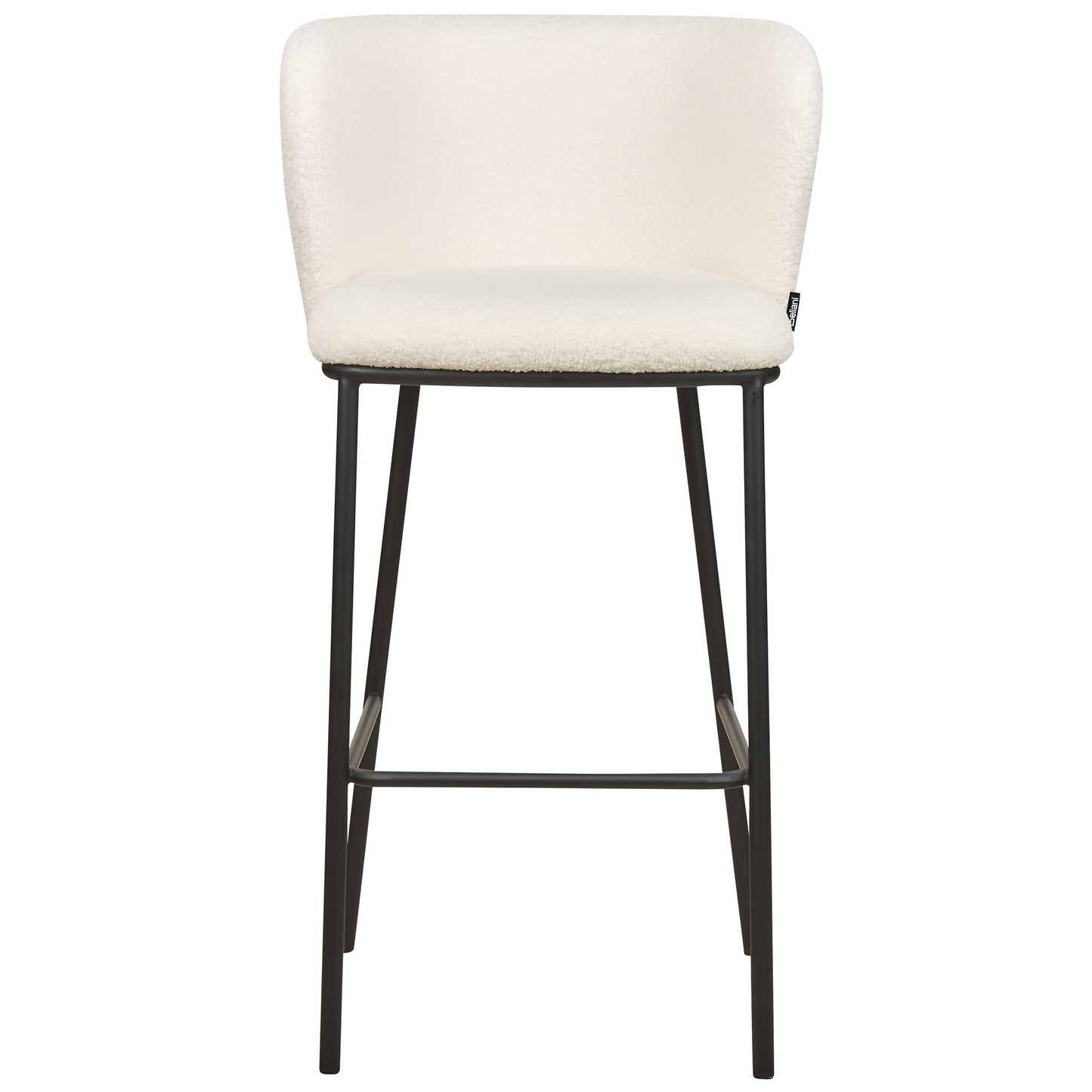 Boucle Bar Chairs Set 2 Upholstery Black Metal Legs Curved Backrest