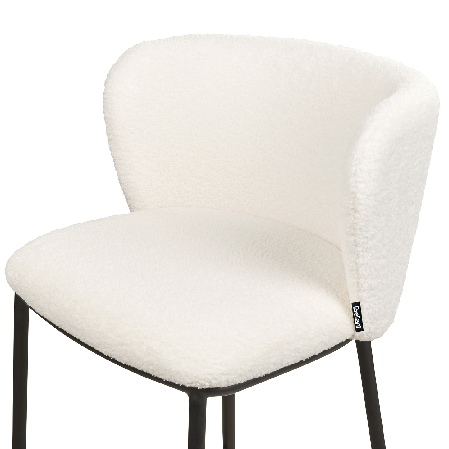 Boucle Bar Chairs Set 2 Upholstery Black Metal Legs Curved Backrest