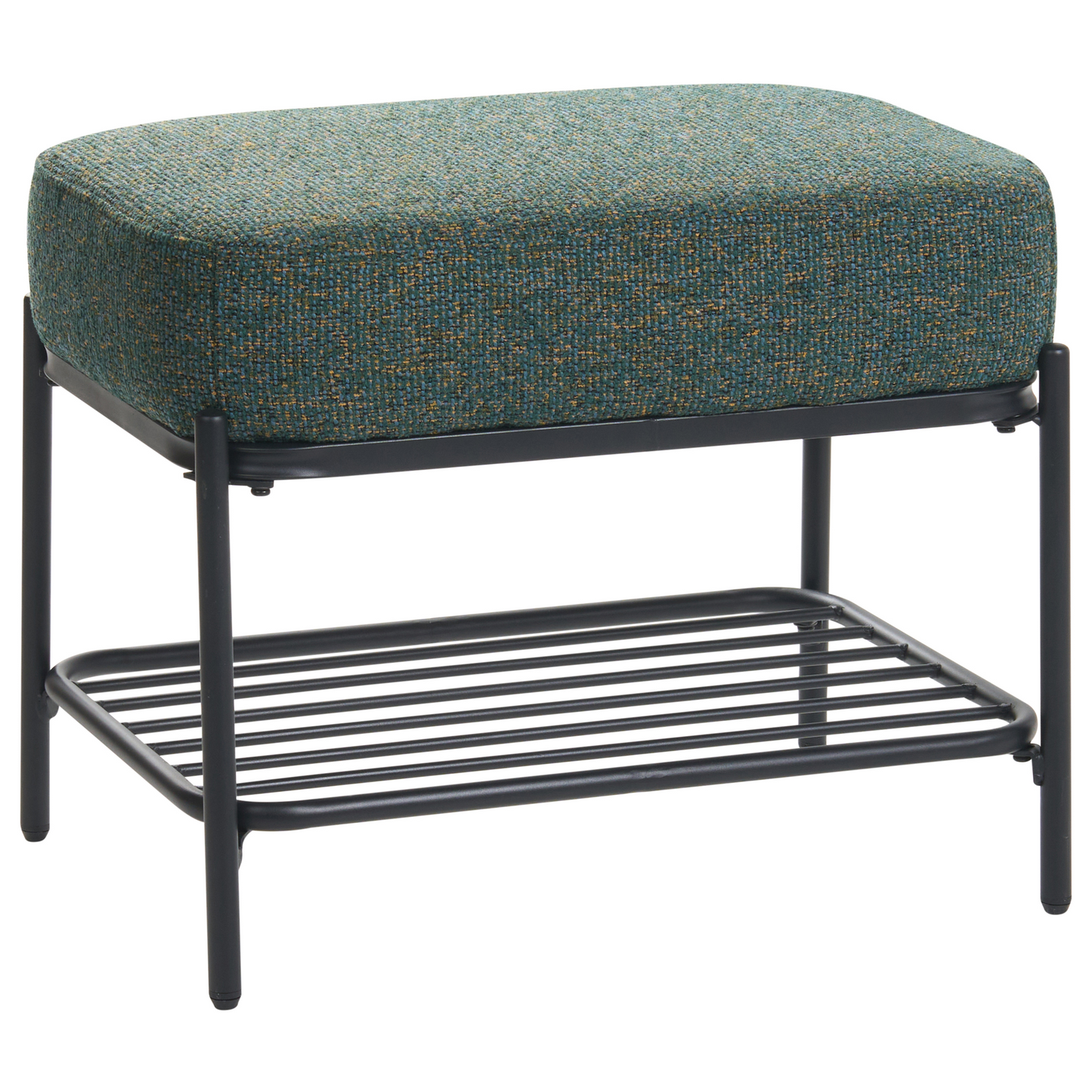 Multicolour Fabric Shoe Bench With Shelf Padded Seat