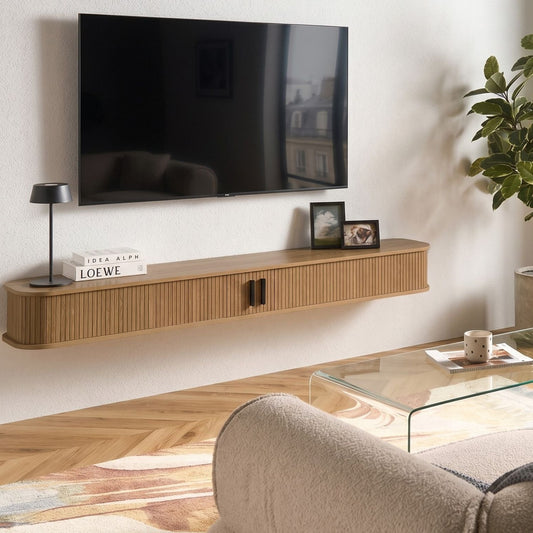 Venner Wall Mounted TV Stand Brown MDF Floating Media Cabinet
