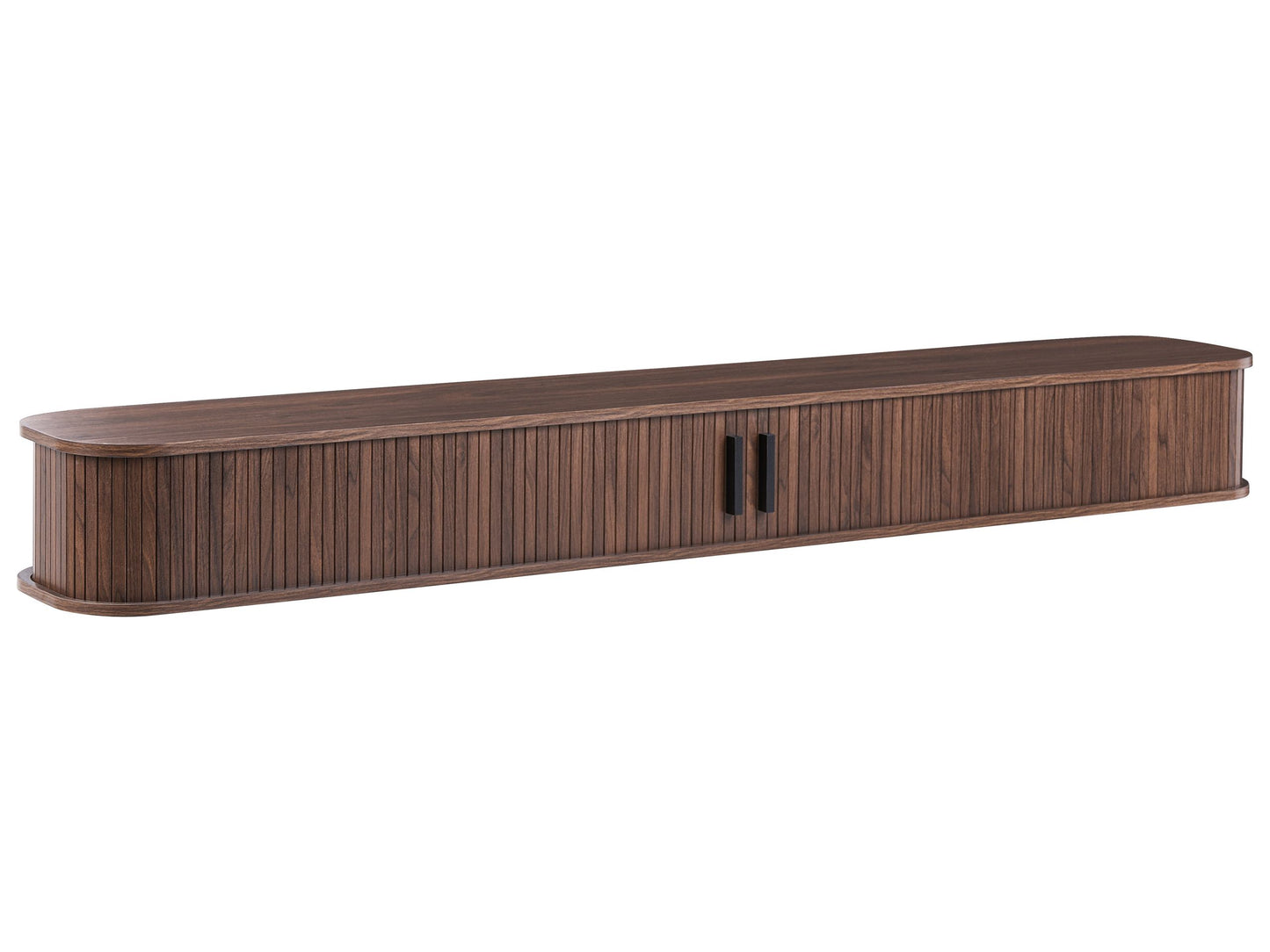 Venner Wall Mounted TV Stand Dark Brown Sliding Doors Cabinet