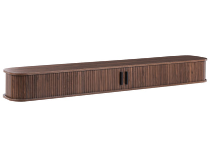 Venner Wall Mounted TV Stand Dark Brown Sliding Doors Cabinet
