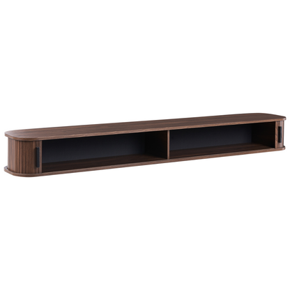 Venner Wall Mounted TV Stand Dark Brown Sliding Doors Cabinet