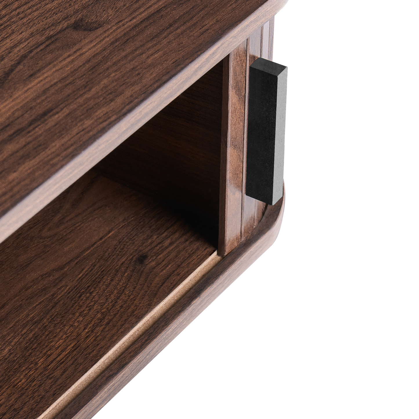 Venner Wall Mounted TV Stand Dark Brown Sliding Doors Cabinet