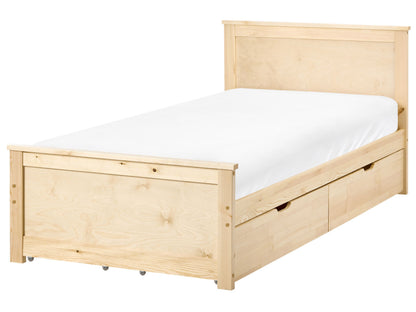 NordicLuxe Storage Bed With 4 Drawers Headboard Scandinavian Natural Pine EU Single 3ft