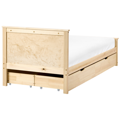 NordicLuxe Storage Bed With 4 Drawers Headboard Scandinavian Natural Pine EU Single 3ft