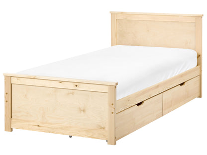 NordicNest Storage Bed With 2 Drawers Natural Pine Wood EU Single 3ft Headboard Scandinavian
