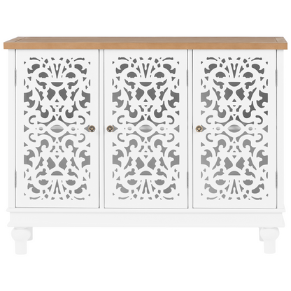 TimberLuxe Rustic 3 Door Sideboard With Openwork Fronts