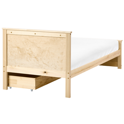 NordicNest Storage Bed With 2 Drawers Natural Pine Wood EU Single 3ft Headboard Scandinavian