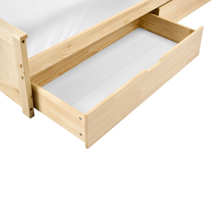 NordicNest Storage Bed With 2 Drawers Natural Pine Wood EU Single 3ft Headboard Scandinavian