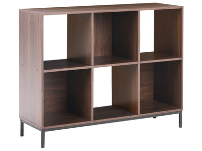 Aurora 6-Cube Dark Brown MDF Bookcase Wood-Look Finish