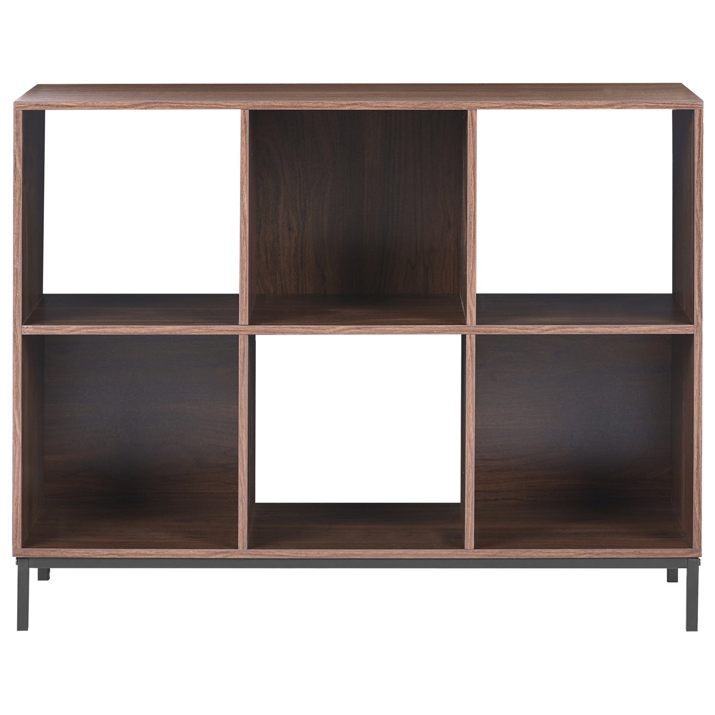 Aurora 6-Cube Dark Brown MDF Bookcase Wood-Look Finish