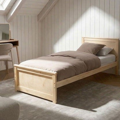 ScandiNest Storage Bed Natural Pine Wood And Birch EU Single 3ft Headboard Scandinavian