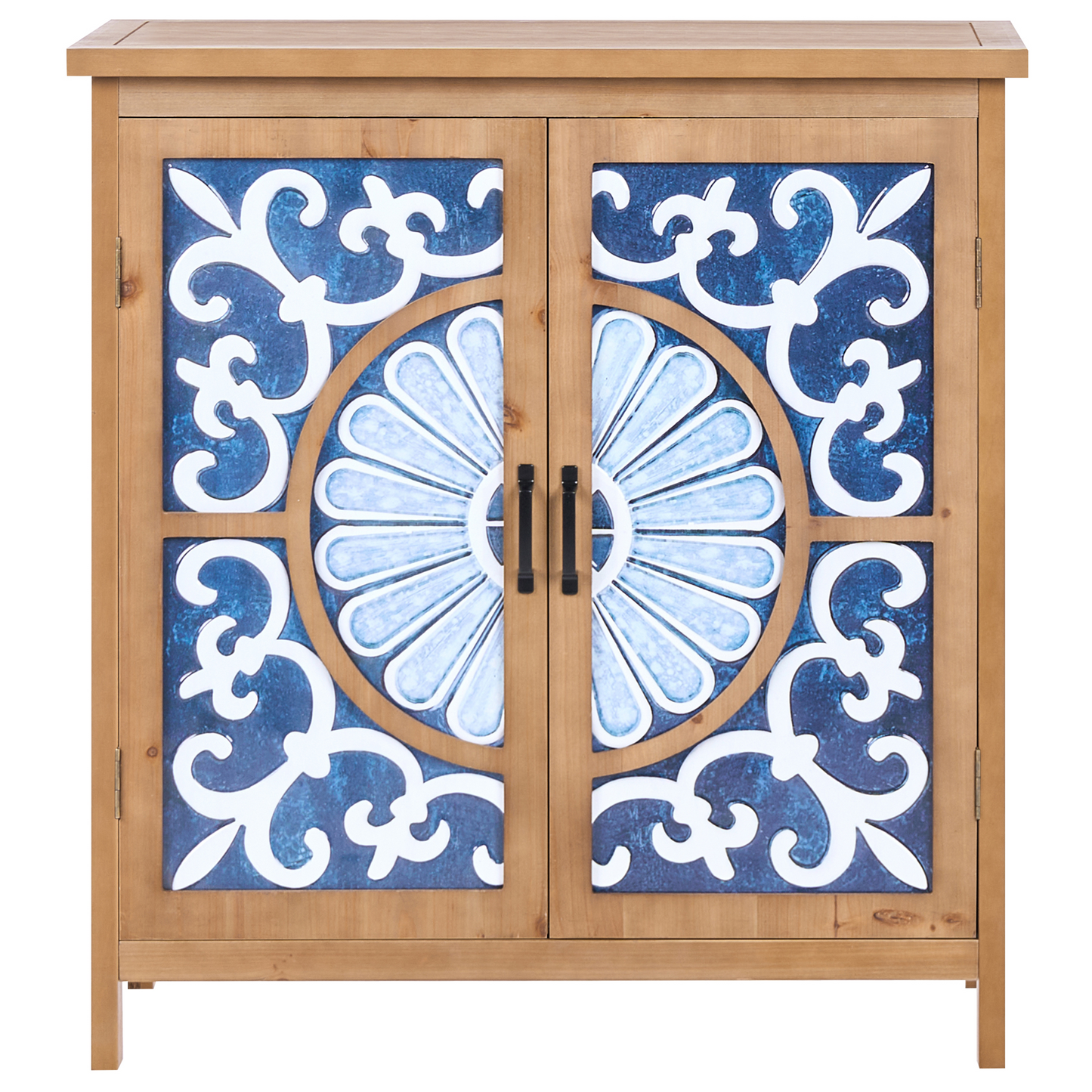 Seaside Mediterranean Coastal Sideboard Two Door Brown Blue MDF