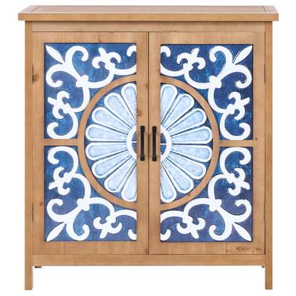 Seaside Mediterranean Coastal Sideboard Two Door Brown Blue MDF