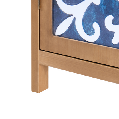 Seaside Mediterranean Coastal Sideboard Two Door Brown Blue MDF