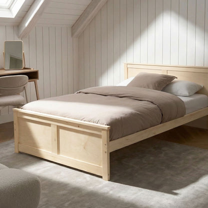 NordicWood Storage Bed Natural Pine Birch Headboard 4ft Small Double