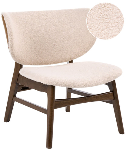 Arcadia Home Two Tone Boucle Armchair With Rubberwood Legs Brown Beige Retro Traditional
