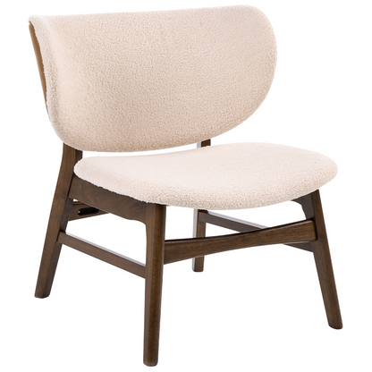 Arcadia Home Two Tone Boucle Armchair With Rubberwood Legs Brown Beige Retro Traditional
