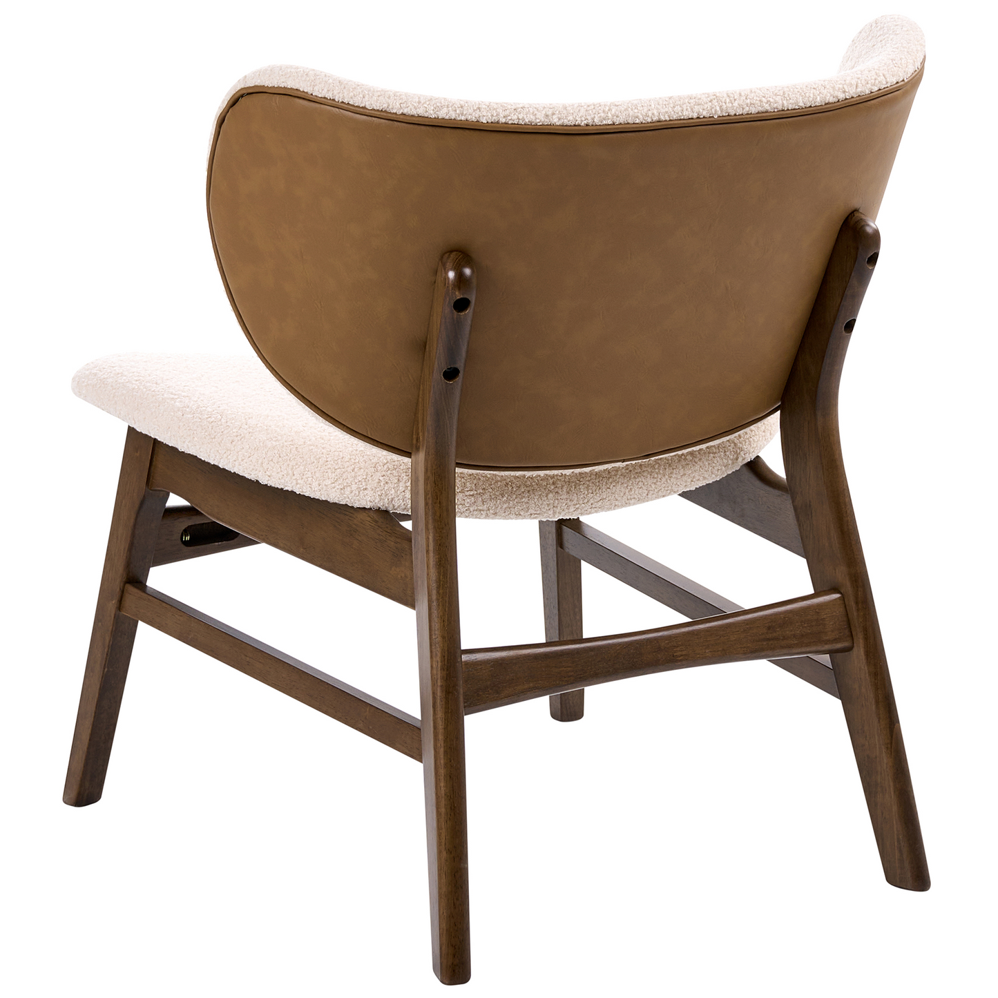 Arcadia Home Two Tone Boucle Armchair With Rubberwood Legs Brown Beige Retro Traditional