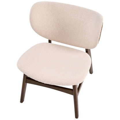 Arcadia Home Two Tone Boucle Armchair With Rubberwood Legs Brown Beige Retro Traditional