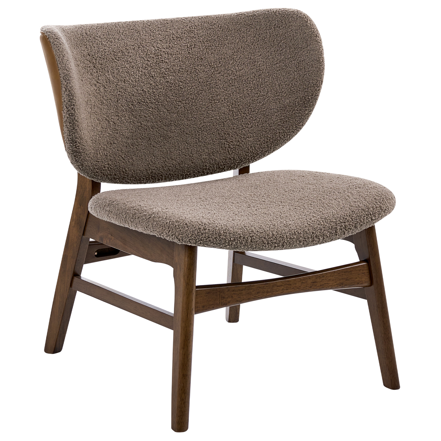Signature Home Luxe Living Dining Chair Dark Brown Taupe Boucle Fabric Rubberwood Legs Retro Traditional Style
