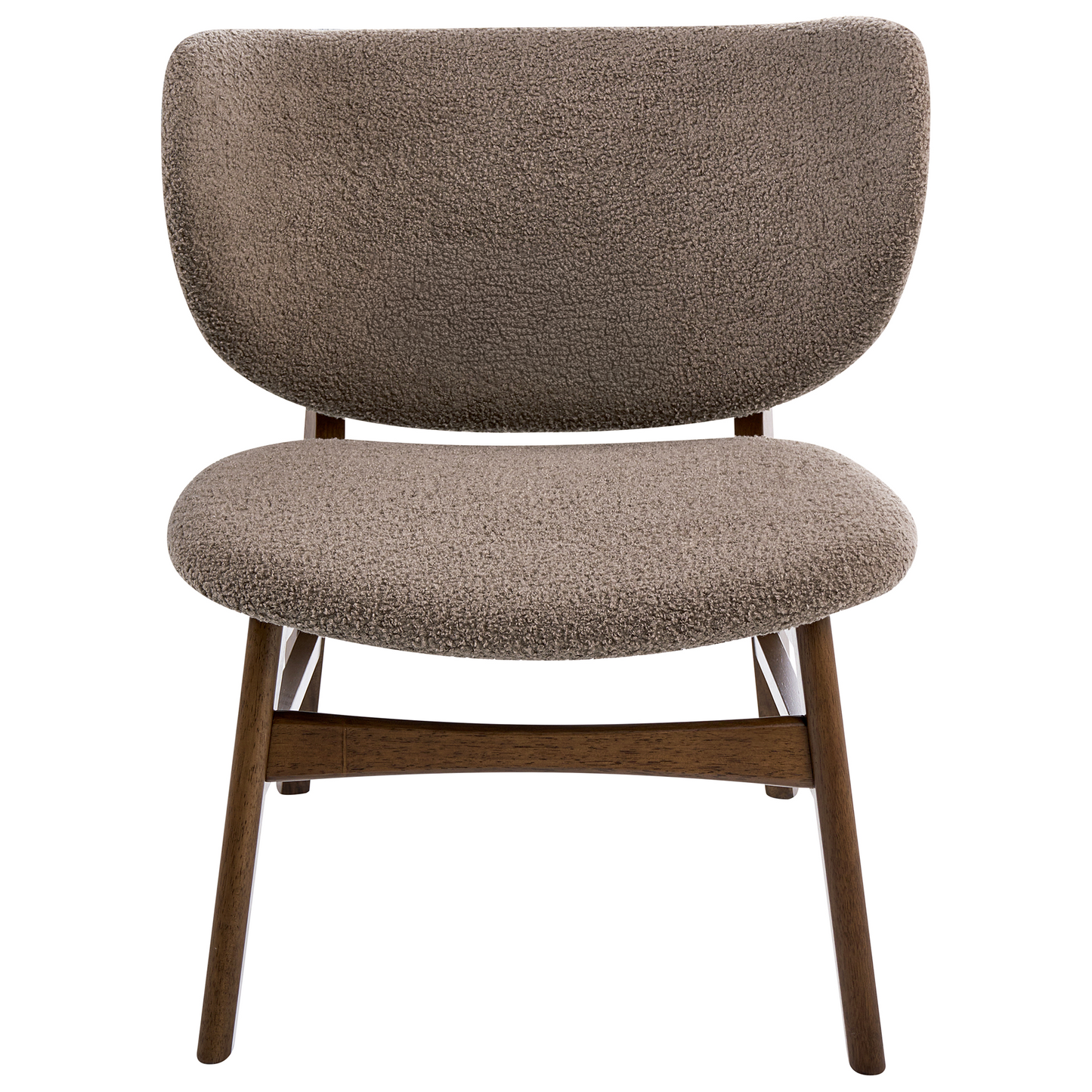 Signature Home Luxe Living Dining Chair Dark Brown Taupe Boucle Fabric Rubberwood Legs Retro Traditional Style