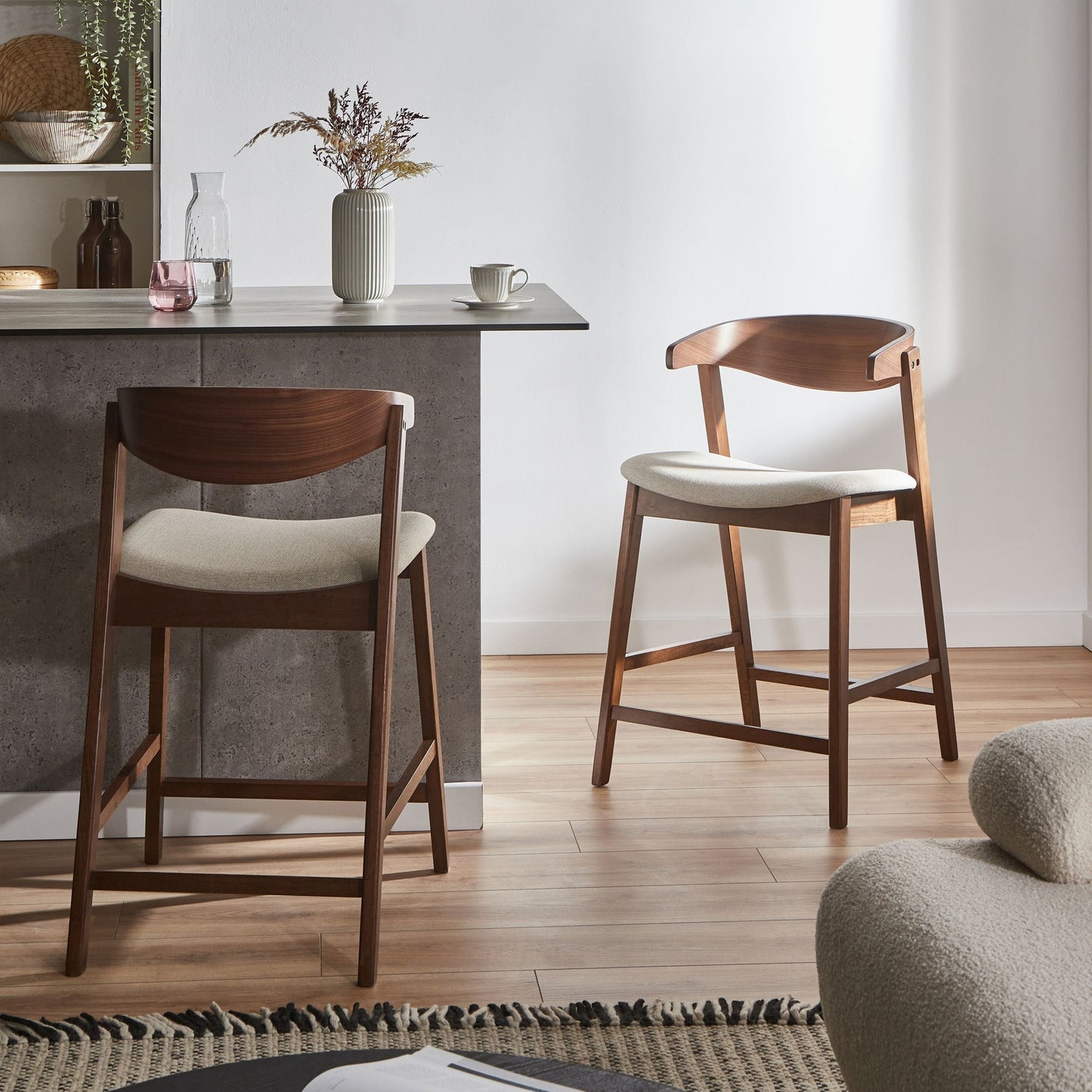 Heritage Home Retro Bar Chairs Set Of 2 Brown Beige Polyester