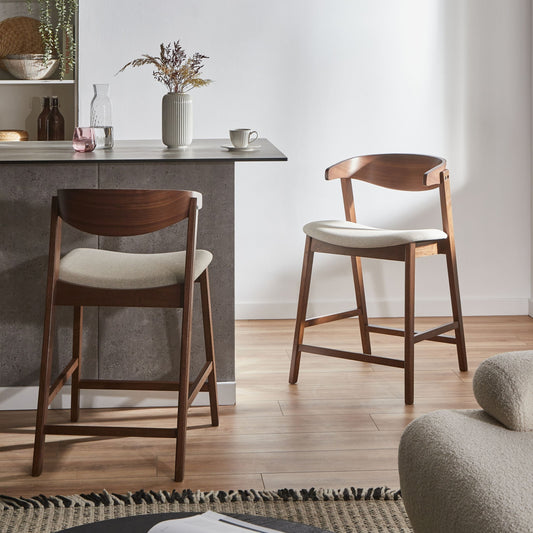 Heritage Home Retro Bar Chairs Set Of 2 Brown Beige Polyester