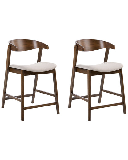Heritage Home Retro Bar Chairs Set Of 2 Brown Beige Polyester