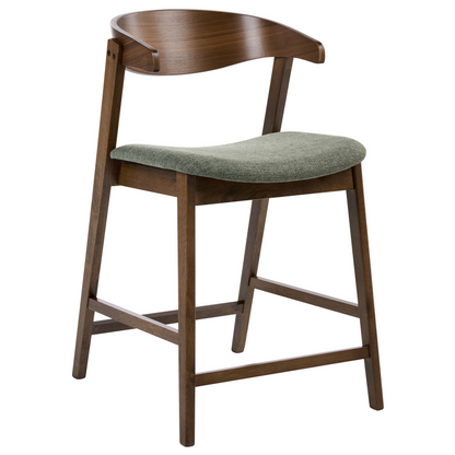 Classic Living Set Of 2 Bar Chairs Brown Green Polyester Rubberwood Legs Retro Traditional