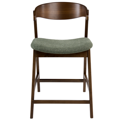 Classic Living Set Of 2 Bar Chairs Brown Green Polyester Rubberwood Legs Retro Traditional