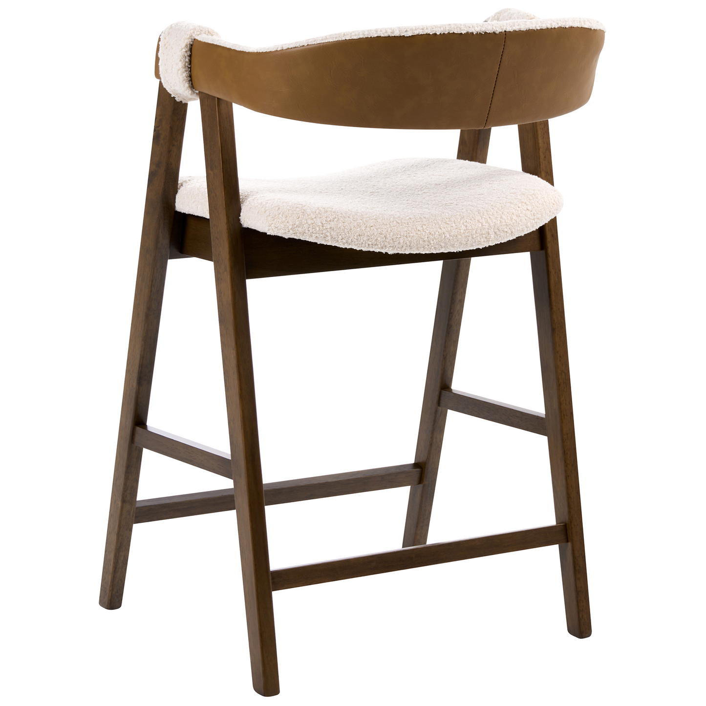 Bar Chairs Brown Beige Boucle With Rubberwood Legs Retro
