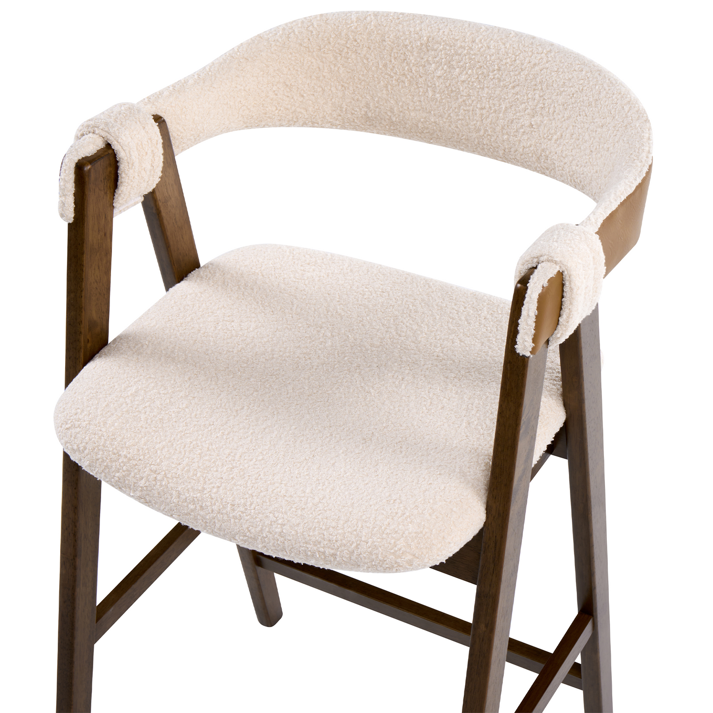 Bar Chairs Brown Beige Boucle With Rubberwood Legs Retro