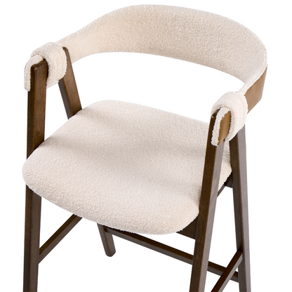 Bar Chairs Brown Beige Boucle With Rubberwood Legs Retro