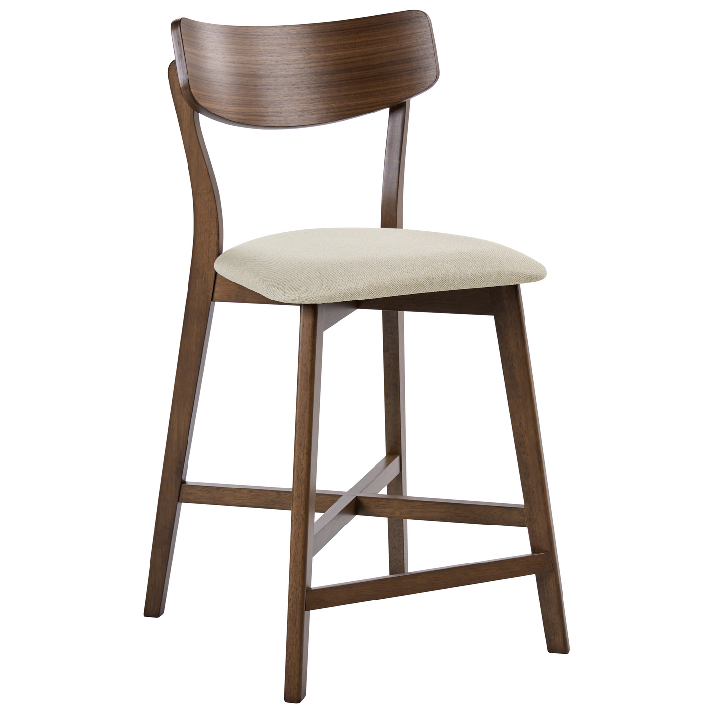 Bar Chairs Set Of 2 With Rubberwood Frame Beige Upholstery