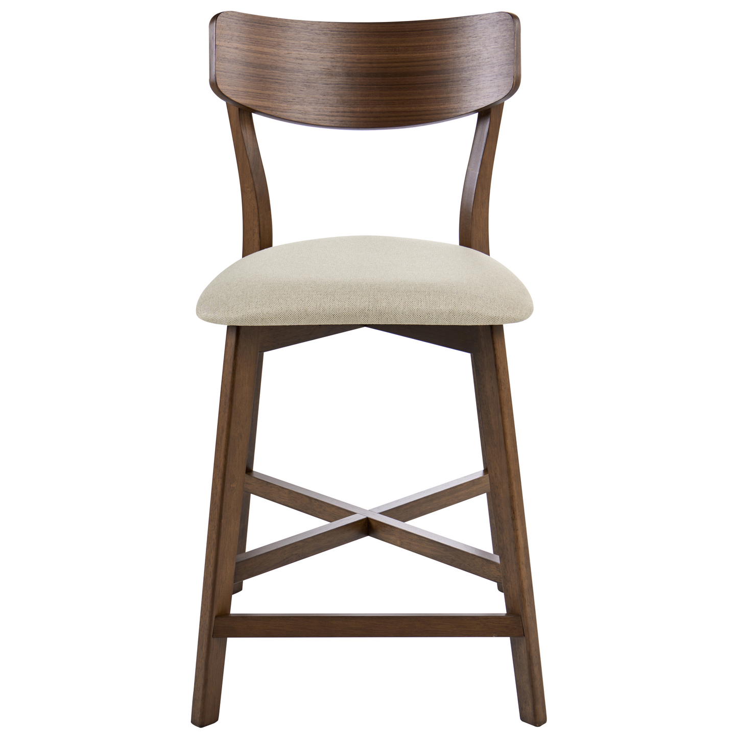 Bar Chairs Set Of 2 With Rubberwood Frame Beige Upholstery