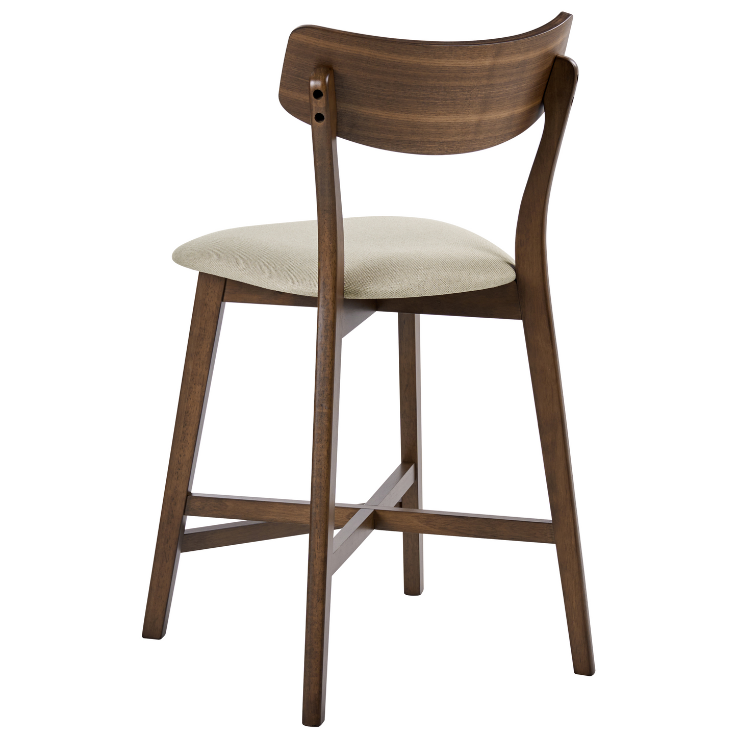 Bar Chairs Set Of 2 With Rubberwood Frame Beige Upholstery