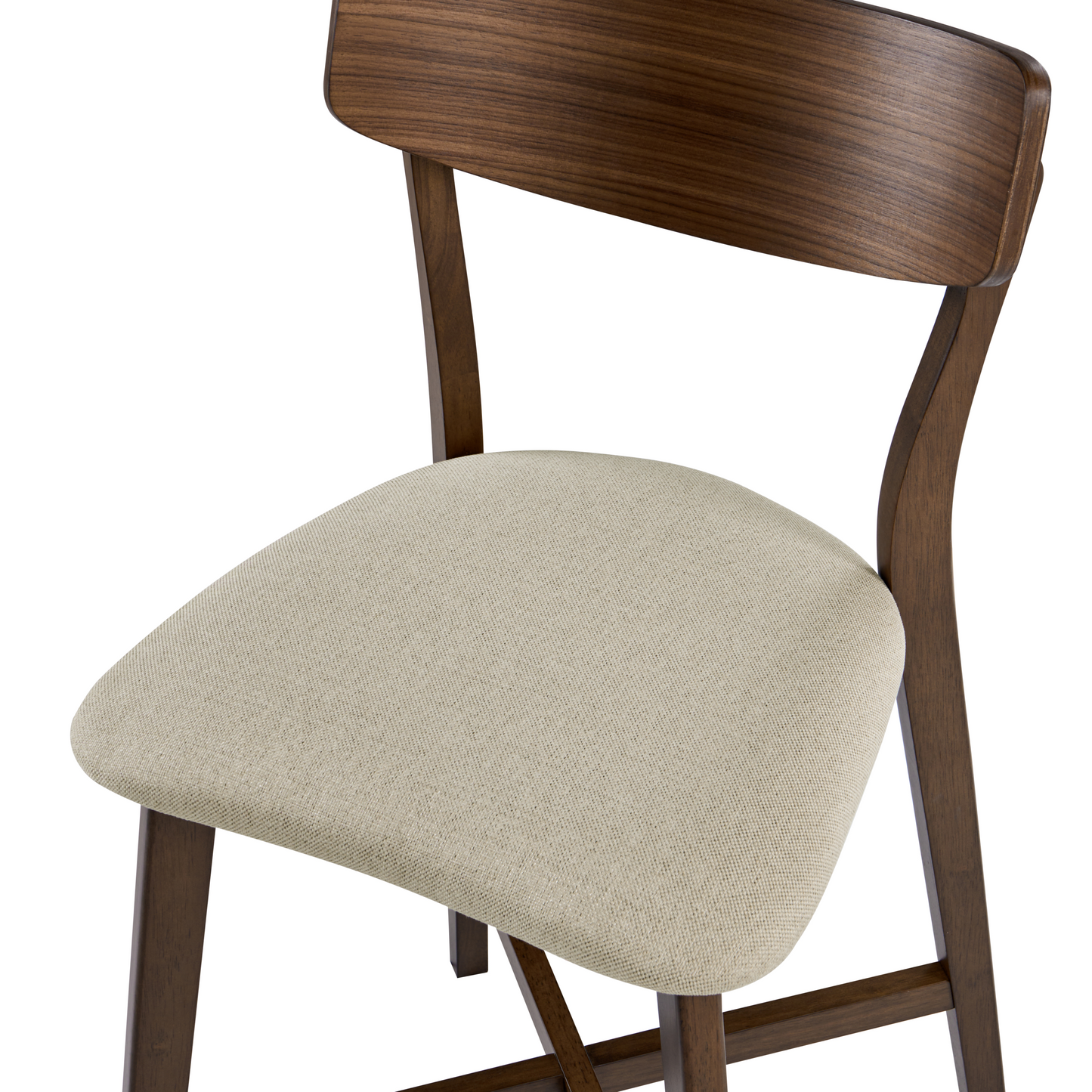 Bar Chairs Set Of 2 With Rubberwood Frame Beige Upholstery