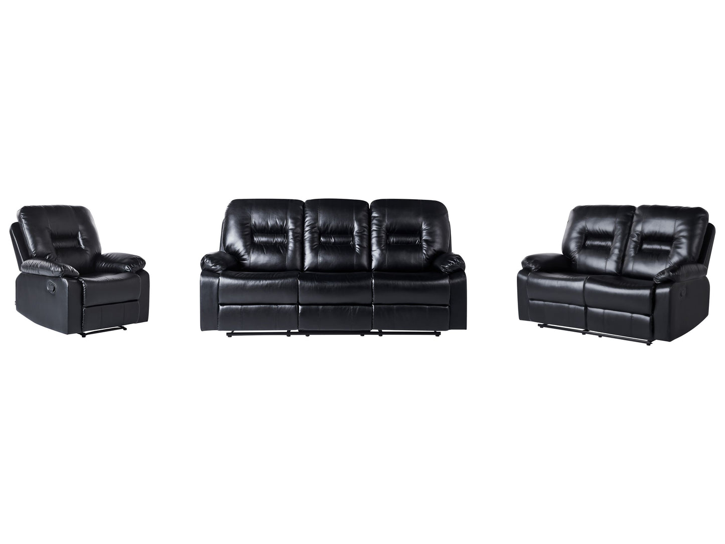 Luxe Set Body-Weight Regulated Recline 3 Seater 2 Seater Armchair Black Faux Leather