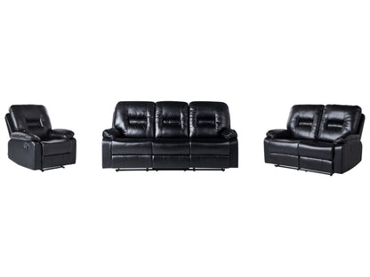 Luxe Set Body-Weight Regulated Recline 3 Seater 2 Seater Armchair Black Faux Leather